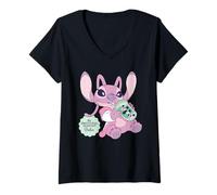 Mujer Disney Lilo & Stitch Angel My Emotional Support Boba Tea Camiseta Cuello V