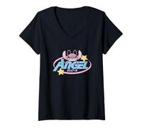Mujer Disney Lilo & Stitch Angel Star Experiment 624 Chest Logo Camiseta Cuello V