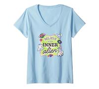 Mujer Disney Lilo & Stitch Believe In Your Inner Alien Retro Logo Camiseta Cuello V