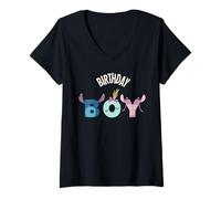 Mujer Disney Lilo & Stitch "Birthday Boy" Matching Birthday Party Camiseta Cuello V