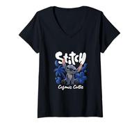 Mujer Disney Lilo & Stitch Cosmic Cutie Tropical Logo Camiseta Cuello V