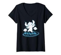 Mujer Disney Lilo & Stitch Cute Cosmic Stitch 626 Big Chest Logo Camiseta Cuello V
