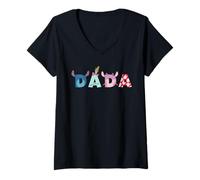 Mujer Disney Lilo & Stitch Dada Father's Day Birthday Family Trip Camiseta Cuello V
