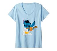 Mujer Disney Lilo & Stitch Iconic Elvis Stitch Ready To Play Logo Camiseta Cuello V