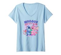 Mujer Disney Lilo & Stitch Nobody Gets Left Behing Sketch Logo Camiseta Cuello V
