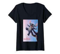 Mujer Disney Lilo & Stitch Rafiki Lifting Stitch Poster Camiseta Cuello V