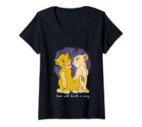 Mujer Disney Lion King Simba Nala Love Valentine's Camiseta Cuello V