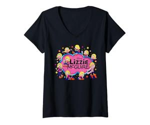 Mujer Disney Lizzie McGuire Cartoon Lizzie Multi-Poses and Logo Camiseta Cuello V