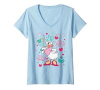 Mujer Disney Mickey And Friends Daisy Duck Around Her Iconic Items Camiseta Cuello V