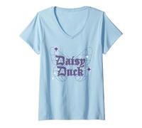 Mujer Disney Mickey And Friends Daisy Duck Butterfly Shaped Globe Camiseta Cuello V
