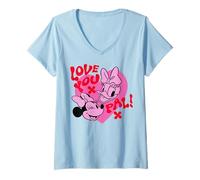 Mujer Disney Mickey And Friends Love You Pal Minnie & Daisy Heart Camiseta Cuello V