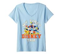 Mujer Disney Mickey And Friends My First Disney Trip Classic Toons Camiseta Cuello V