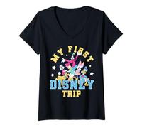 Mujer Disney Mickey And Friends My First Disney Trip Goofy Pluto Camiseta Cuello V
