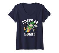 Mujer Disney Mickey and Friends St. Patrick's Day Happy Go Lucky Camiseta Cuello V