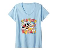 Mujer Disney Mickey And Friends Teacher Squad Cute Group Shot Camiseta Cuello V