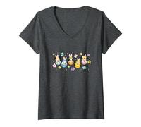 Mujer Disney Mickey & Friends Easter Eggs Friends Cute Chest Logo Camiseta Cuello V