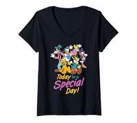 Mujer Disney Mickey & Friends "Today is a Special Day!" Party Camiseta Cuello V