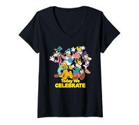 Mujer Disney Mickey & Friends "Today We Celebrate" Party Matching Camiseta Cuello V