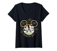 Mujer Disney Mickey & Minnie Happy New Year 2026 Cruise Vacation Camiseta Cuello V