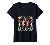 Mujer Disney Mickey & Minnie Holiday Gingerbread Cute Christmas Camiseta Cuello V