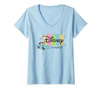 Mujer Disney Mickey & Minnie Los Angeles CA Disneyland Celebration Camiseta Cuello V
