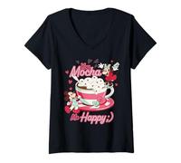 Mujer Disney Mickey & Minnie Valentine's Day "You Mocha Me Happy" Camiseta Cuello V