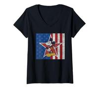 Mujer Disney Mickey Mouse 4th of July Americana Star USA 250th Camiseta Cuello V