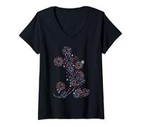 Mujer Disney Mickey Mouse 4th of July Fireworks Silhouette USA 250 Camiseta Cuello V
