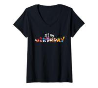 Mujer Disney Mickey Mouse and Friends It's My Birthday Party Camiseta Cuello V