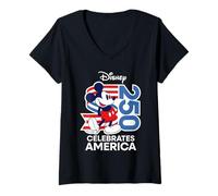 Mujer Disney Mickey Mouse Celebrates America 250 4th of July USA Camiseta Cuello V