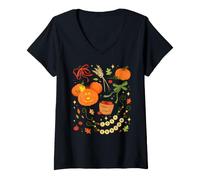Mujer Disney Mickey Mouse Cozy Season Fall Pumpkin Coquette Camiseta Cuello V