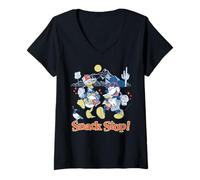 Mujer Disney Mickey Mouse & Donald Duck Road Trip Snack Stop! Camiseta Cuello V