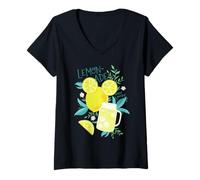 Mujer Disney Mickey Mouse Easy Peasy Lemonade Summer Vacation Camiseta Cuello V