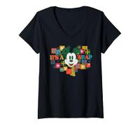 Mujer Disney Mickey Mouse Holiday Presents It's a Wrap Christmas Camiseta Cuello V