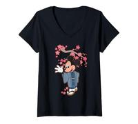 Mujer Disney Mickey Mouse in Kimono Cherry Blossoms Spring Sakura Camiseta Cuello V