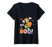 Mujer Disney Mickey Mouse My Boo! Cute Halloween Matching Couples Camiseta Cuello V