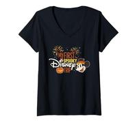 Mujer Disney Mickey Mouse My First Spooky Disney Trip Halloween Camiseta Cuello V