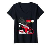 Mujer Disney Mickey Mouse Race Car Driver MM28 Racing Camiseta Cuello V