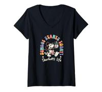 Mujer Disney Mickey Mouse School Starts Today! Teacher's Life Camiseta Cuello V