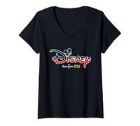 Mujer Disney Mickey Mouse Script Logo Vacation 2026 Trip Matching Camiseta Cuello V