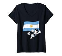 Mujer Disney Mickey Mouse Soccer Player Argentina Flag Sports Team Camiseta Cuello V