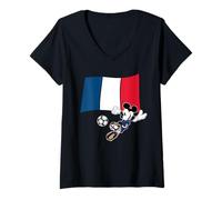 Mujer Disney Mickey Mouse Soccer Player France Flag Sports Team Camiseta Cuello V