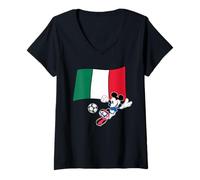 Mujer Disney Mickey Mouse Soccer Player Italy Flag Sports Team Camiseta Cuello V