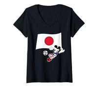 Mujer Disney Mickey Mouse Soccer Player Japan Flag Sports Team Camiseta Cuello V