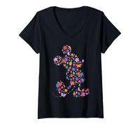 Mujer Disney Mickey Mouse Summer Flowers & Fruit Mix Picnic Pose Camiseta Cuello V