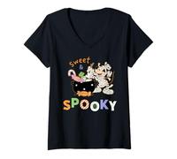 Mujer Disney Mickey Mouse "Sweet & Spooky" Halloween Candy Camiseta Cuello V