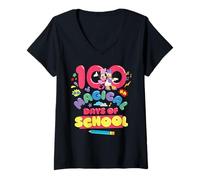 Mujer Disney Minnie & Daisy 100 Magical Days of School 100th Day Camiseta Cuello V