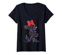 Mujer Disney Minnie Mouse 4th of July Fireworks Silhouette USA 250 Camiseta Cuello V