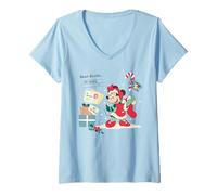 Mujer Disney Minnie Mouse Christmas Dear Santa... Retro Holiday Camiseta Cuello V