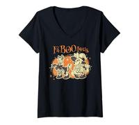 Mujer Disney Minnie Mouse & Daisy Duck Fa-BOO-lous Halloween BFFs Camiseta Cuello V